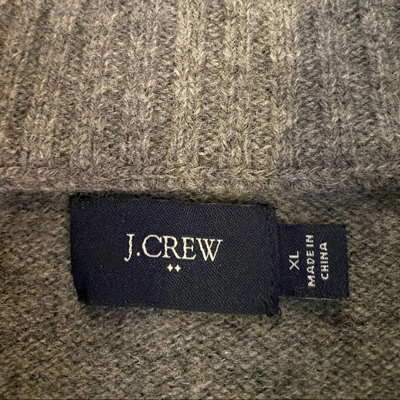J Crew Men's Gray Lambswool Shawl-Collar Sweater - Picture 3 of 3